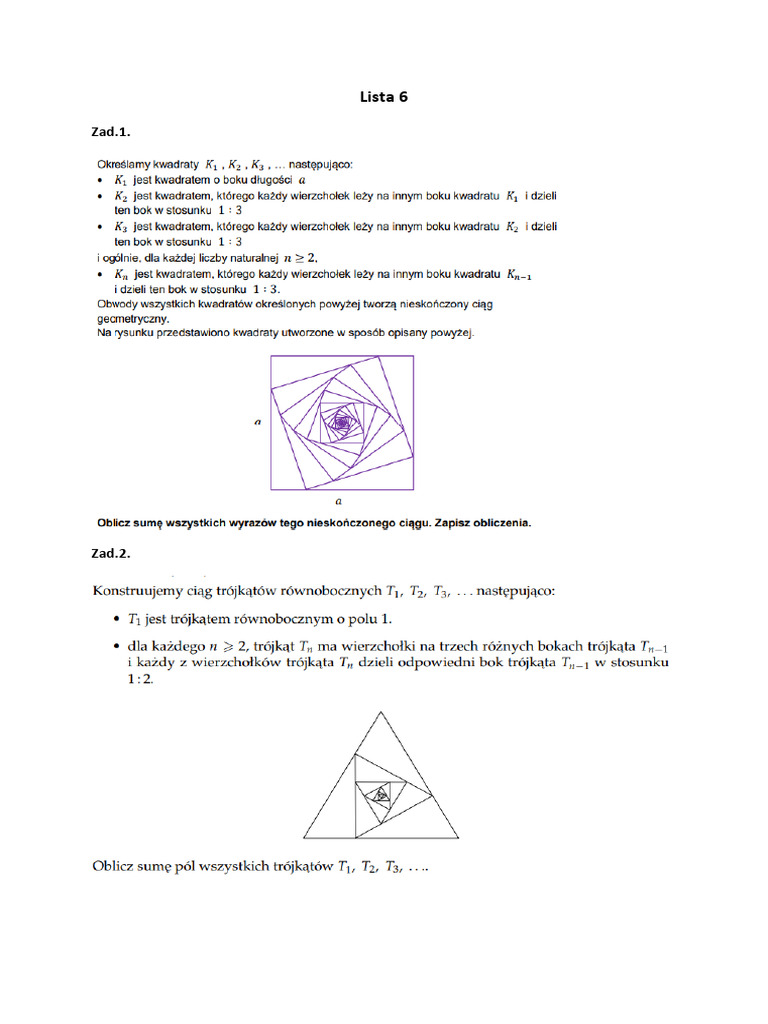 Lista 6 Szereg Geometryczny | PDF