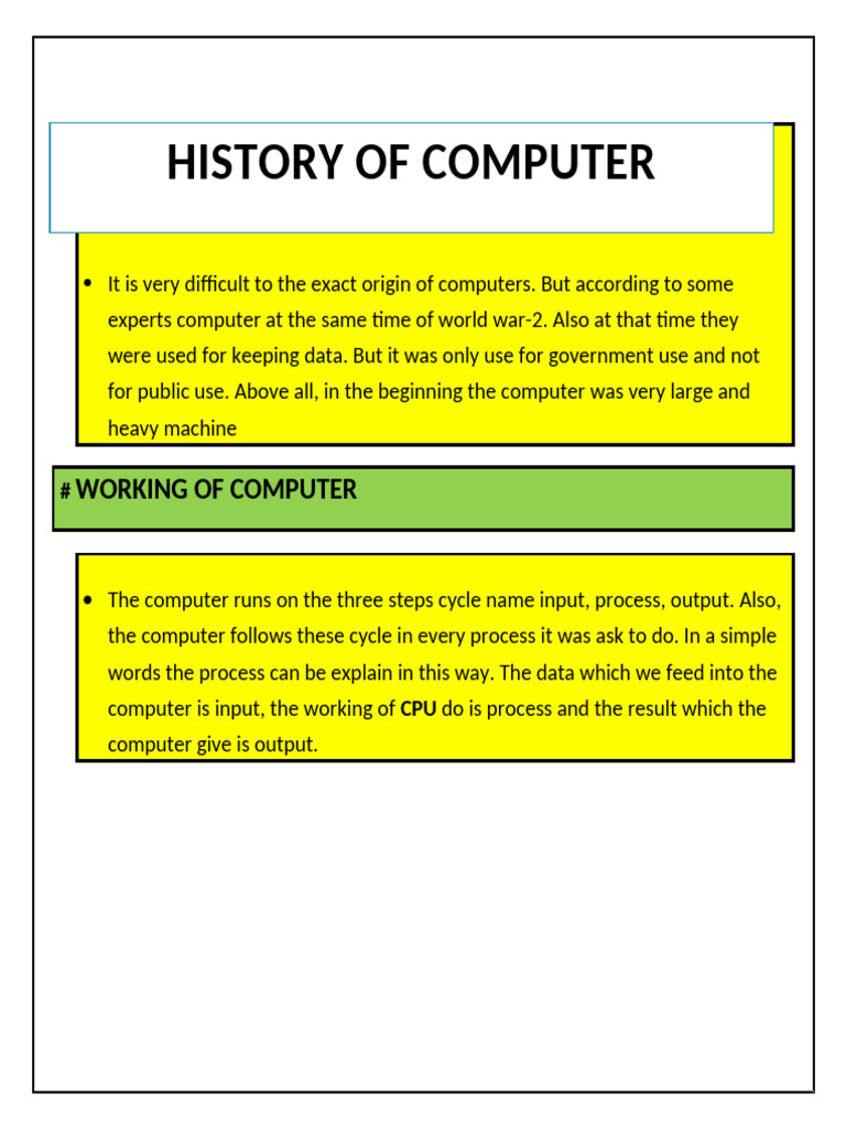 History of Computer 1 Draft | PDF