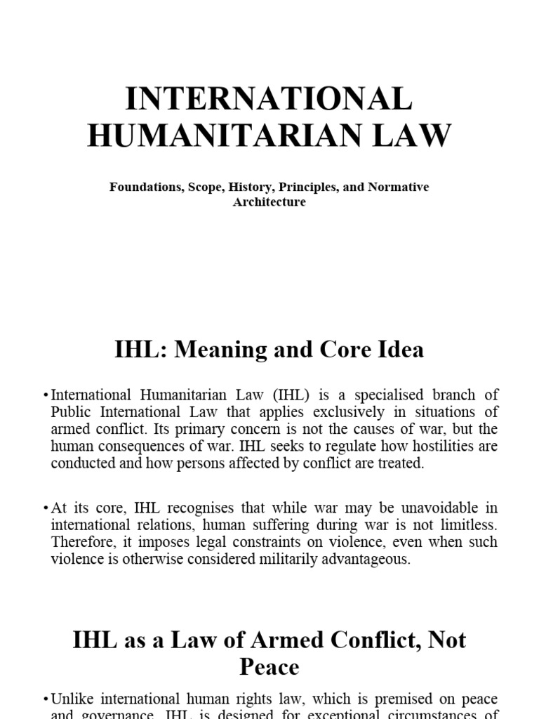 Basics and Intro To IHL - Unit 1 | PDF | International Humanitarian Law ...