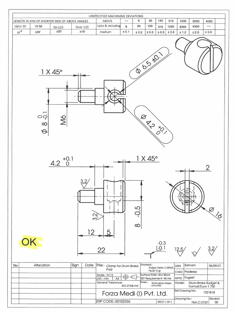 Internal Drawing Review Drum Brake Remarks | PDF | Mechanical ...
