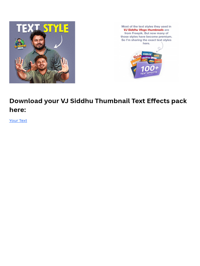 Your VJ Siddhu Thumbnail Text Effects Pack | PDF