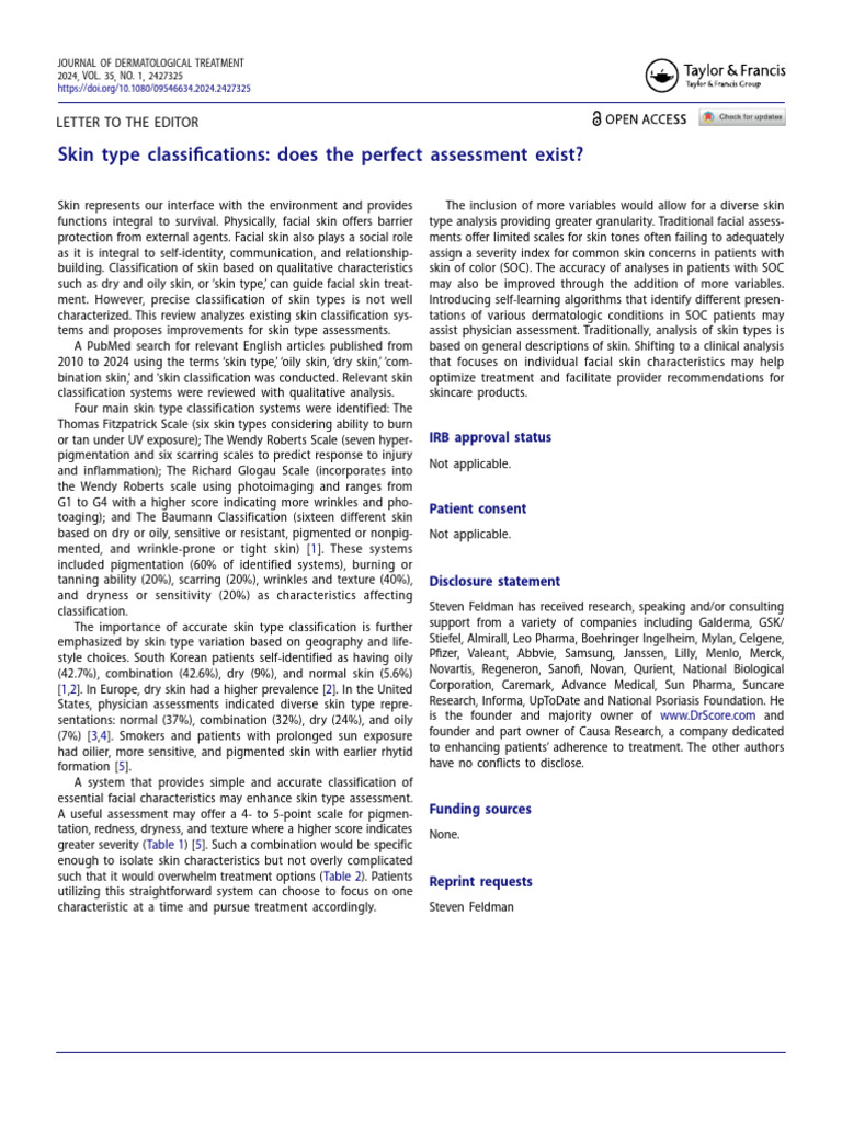 Skin Type Classifications Does The Perfect Assessm | PDF | Dermatitis ...