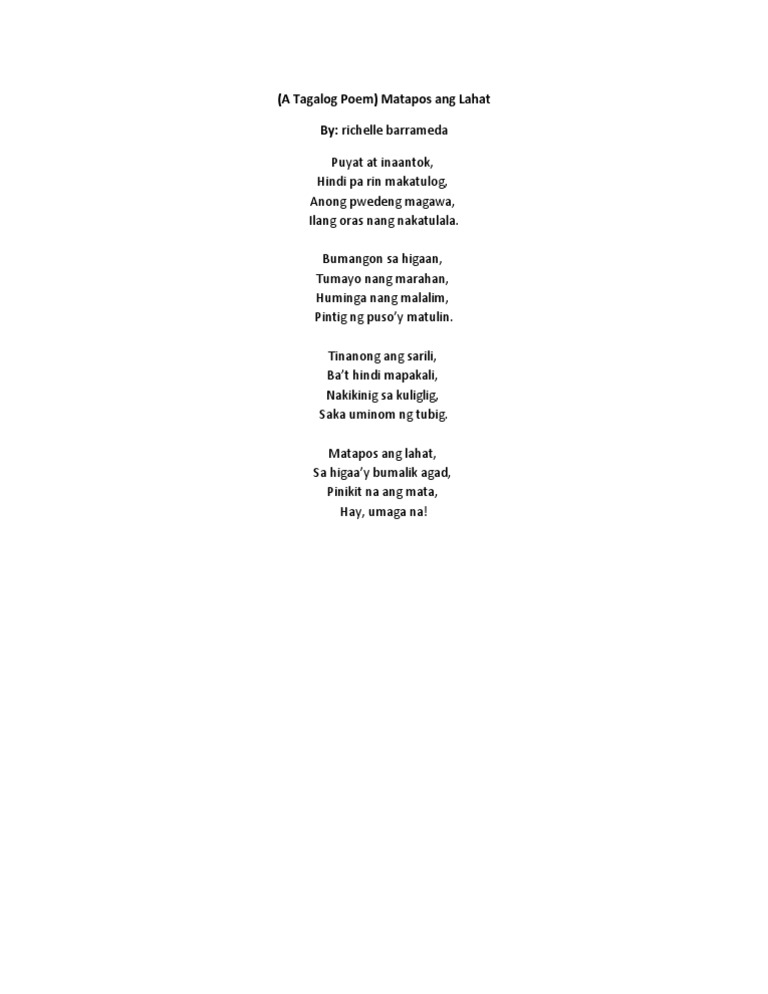A Tagalog Poem PDF