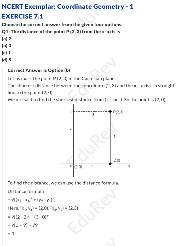EduRev - NCERT Exemplar - Coordinate Geometry - 1 | PDF | Circle ...