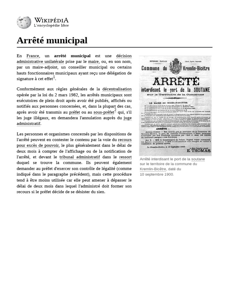 Arrêté Municipal | PDF | Loi | Communes de France
