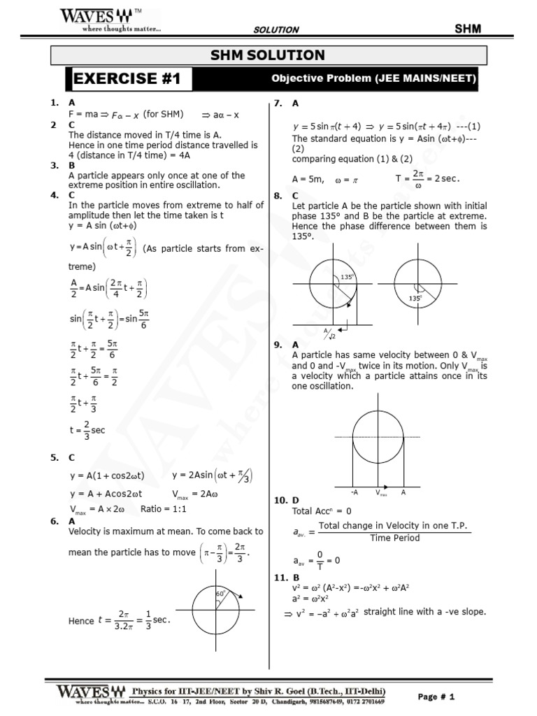 +1 SHM Booklet Solution 2026 - 33566782 | PDF | Physical Quantities ...