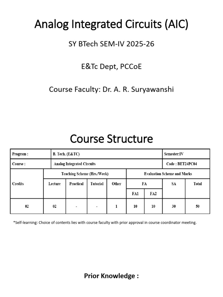 Introduction To AIC Course | PDF | Integrated Circuit | Operational ...