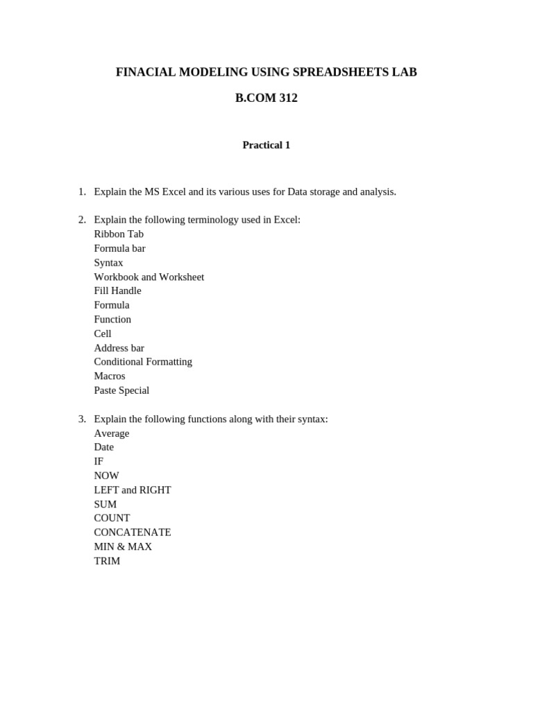 Practical Unit 1 (2025 26) | PDF | Microsoft Excel | Computer Science