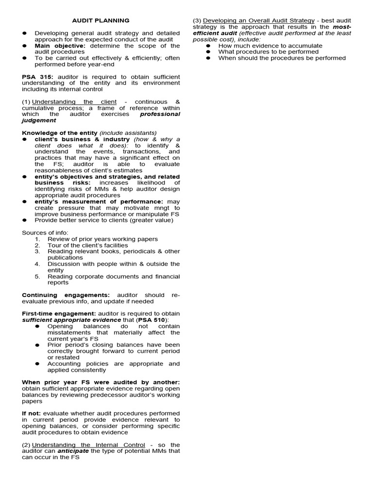 (Highlighted) Audit Planning & Internal Control | PDF | Audit ...
