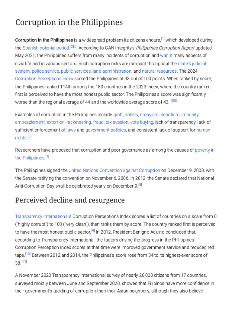 Corruption in The Philippines - Wikipedia | PDF | Corruption | Philippines