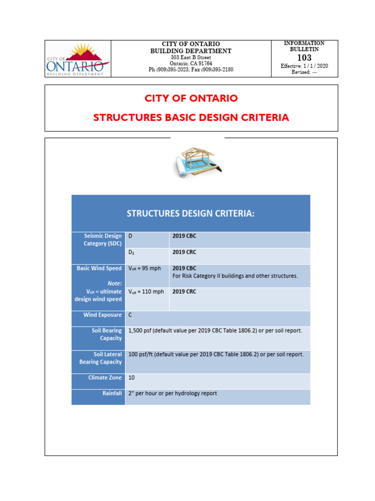 IB 103 (Structures Design Criteria-2019 Codes) | PDF