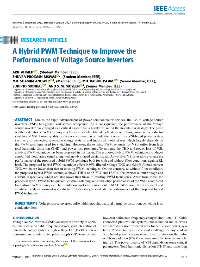 A Hybrid PWM Technique To Improve The Performance of Voltage Source ...