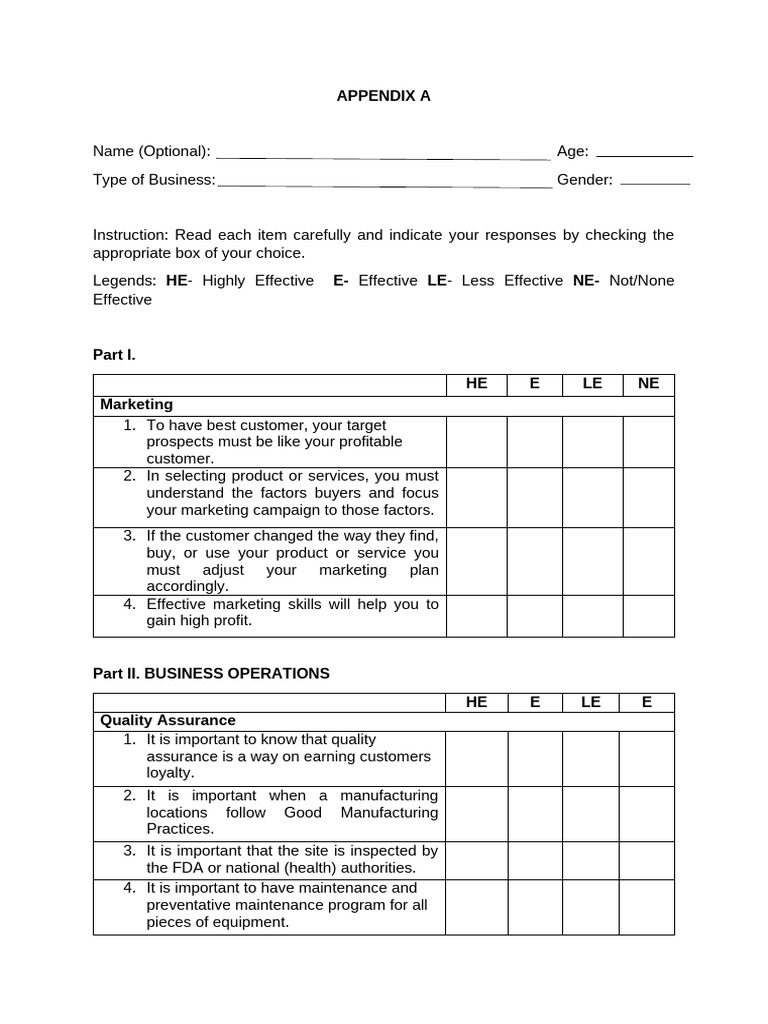 Appendix A | PDF | Marketing | Sales