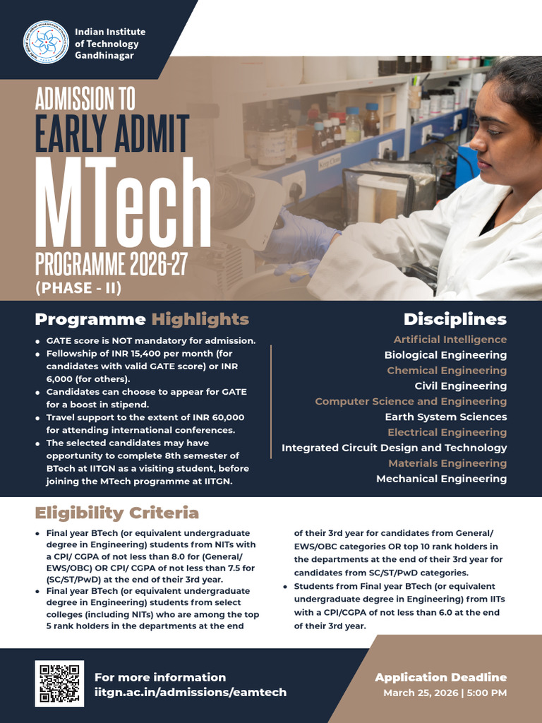 Early Admit MTech Programme 2026-27-2 | PDF | Engineering | Higher ...