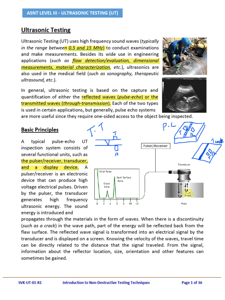 1b. Ultrasonic Testing Notes Short Notes | PDF | Waves | Ultrasound