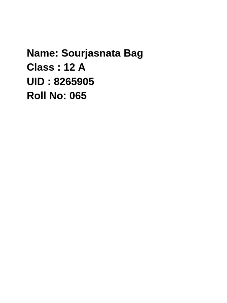 Sourjasnata Bag Class Xii Isc 2026 Practical Assignment 062 | PDF ...