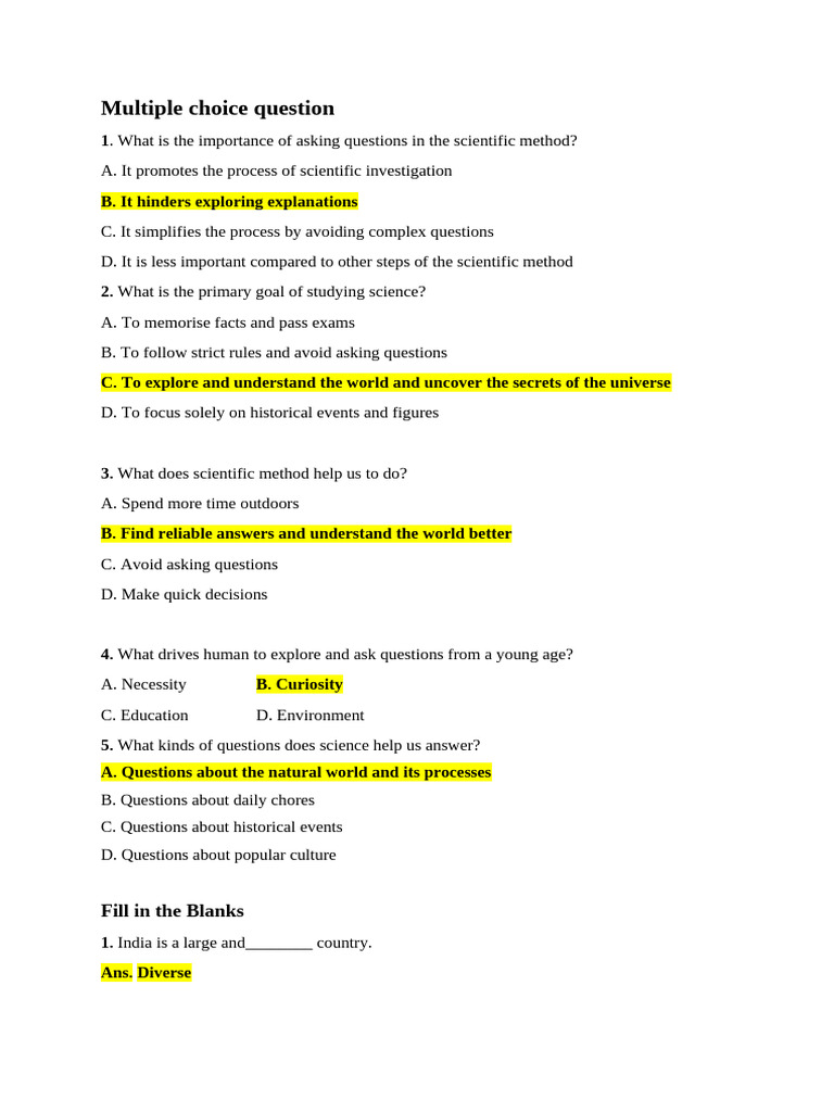 Class - 6 CH - 1 Science Paper - 3 | PDF