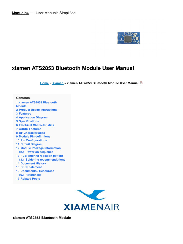 Ats2853 Bluetooth Module Manual | PDF | Bluetooth | Analog To Digital ...