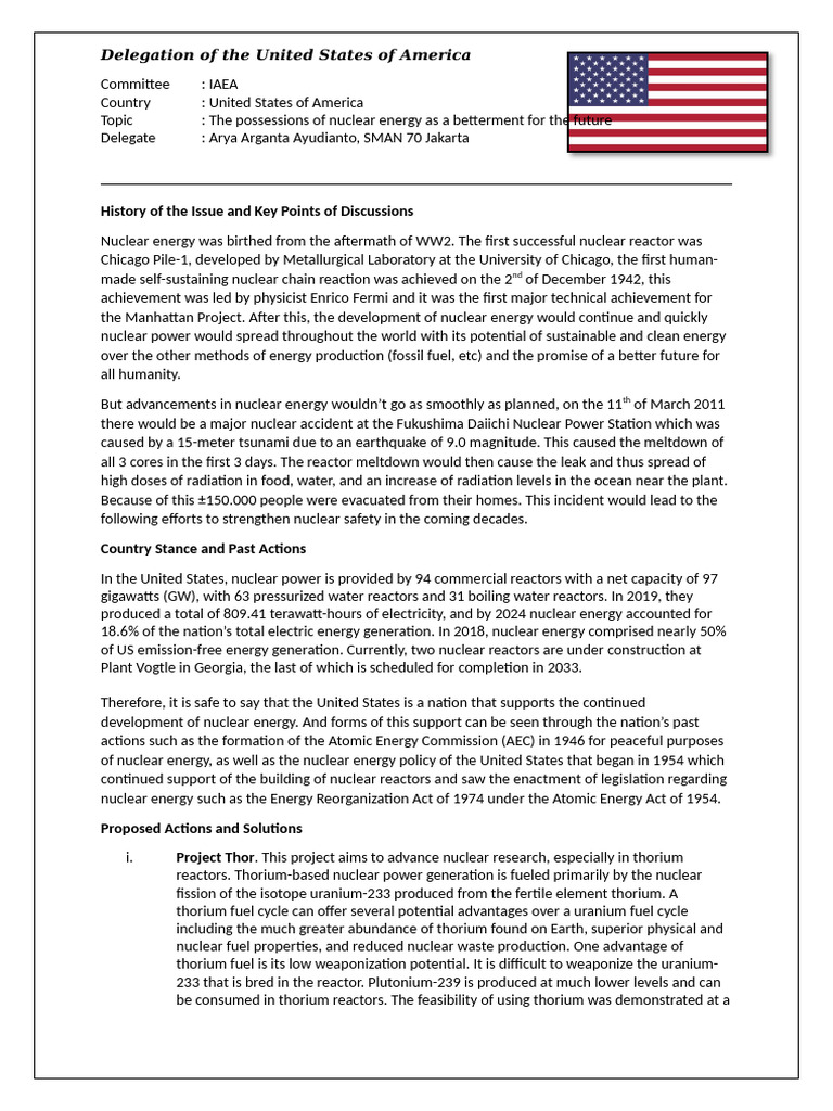 Contoh Position Paper MUN | PDF | Nuclear Power | Nuclear Reactor