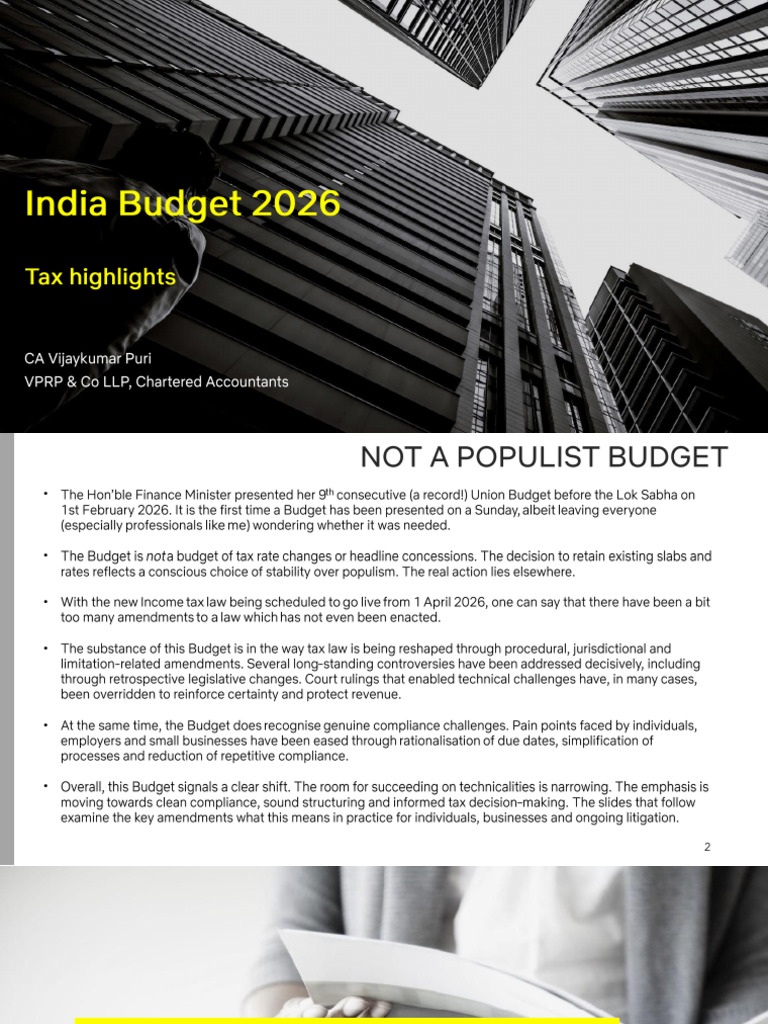 India Union Budget 2026 - Highlight Reel | PDF