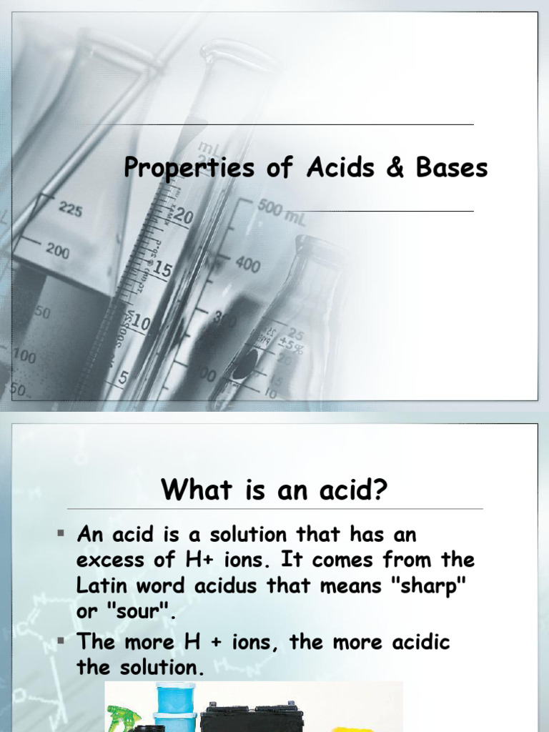 Properties of Acids and Bases | PDF | Acid | Ph