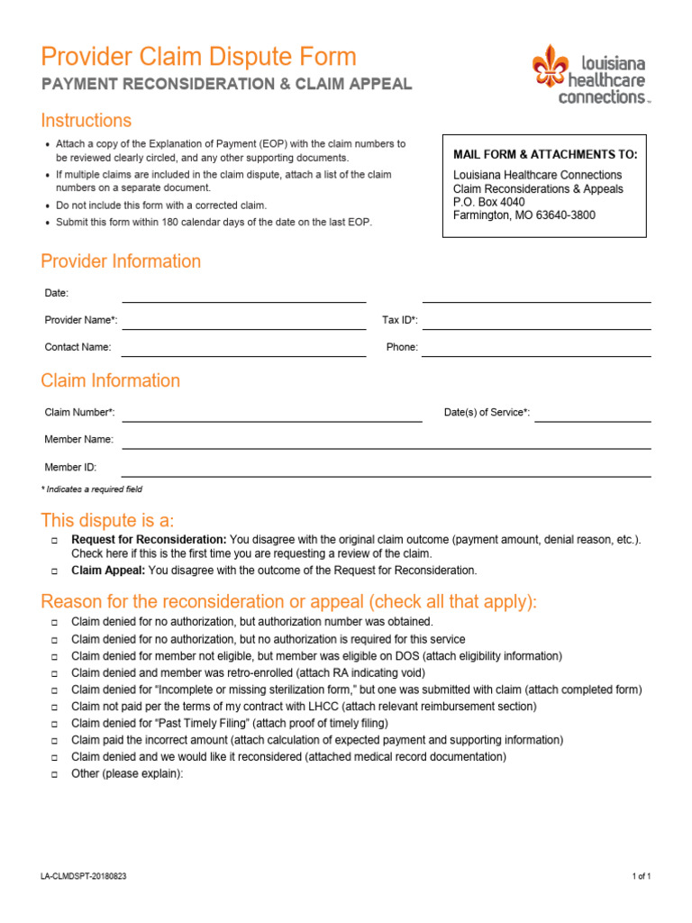Claim Dispute Form | PDF