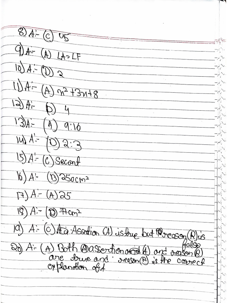 Maths Exam Answer Sheet | PDF