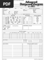 AD&amp;D 2nd Edition Character Sheet | PDF | Role Playing Games | Leisure