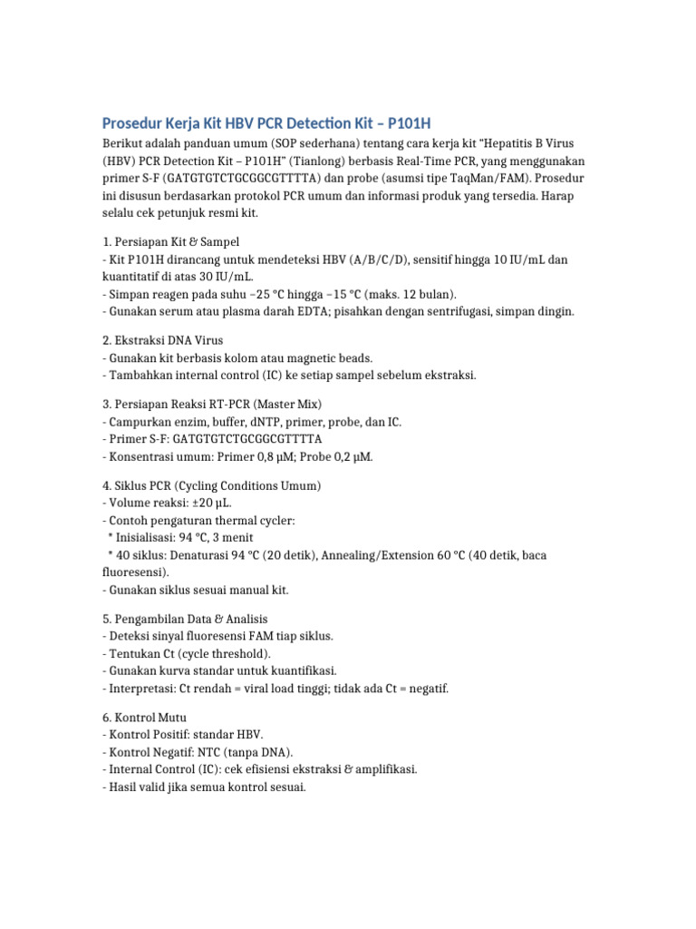 Prosedur HBV PCR p101h | PDF