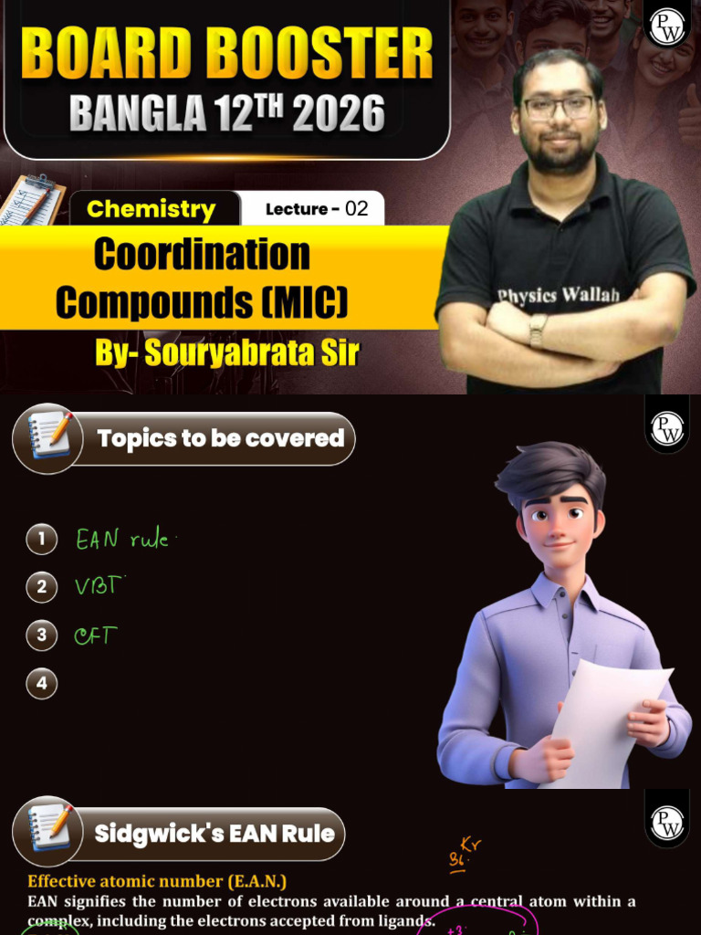 Coordination Compounds 02 Class Notes Board Booster Bangla 12th 2026 | PDF