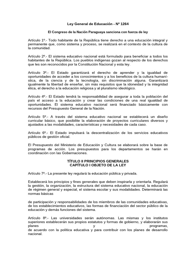 Ley General de Educación | PDF | Educación vocacional | Educación de la ...