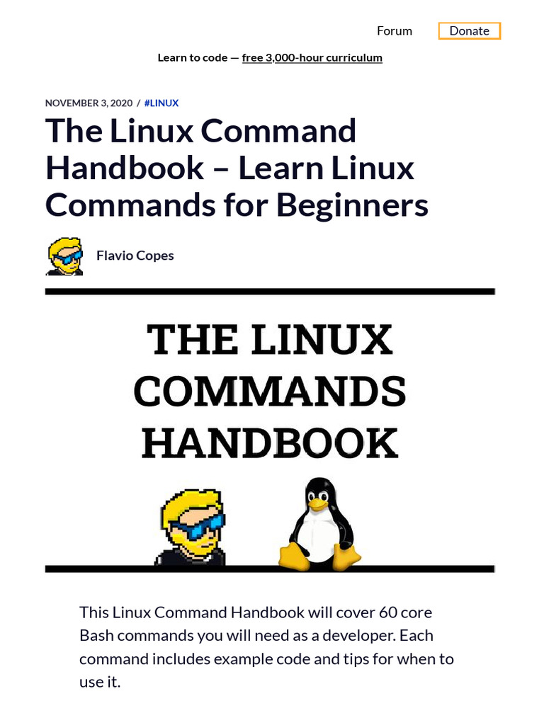 The Linux Command Handbook - Learn Linux Commands For Beginners | PDF ...