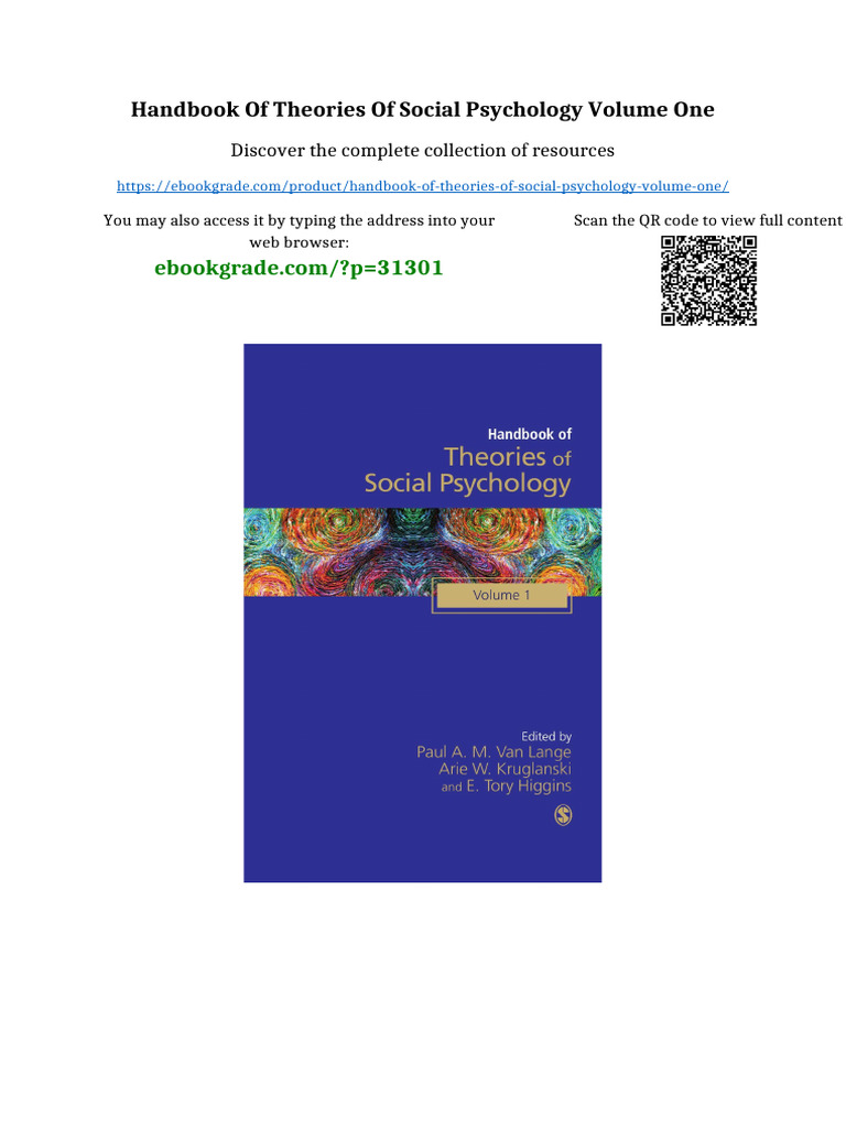 Handbook of Theories of Social Psychology Volume One Full Chapters ...