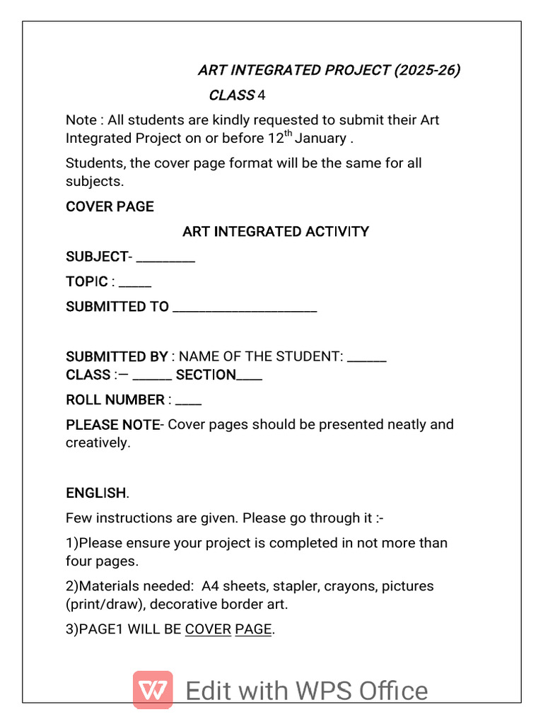 Class 4 Art Integrated Activity | PDF