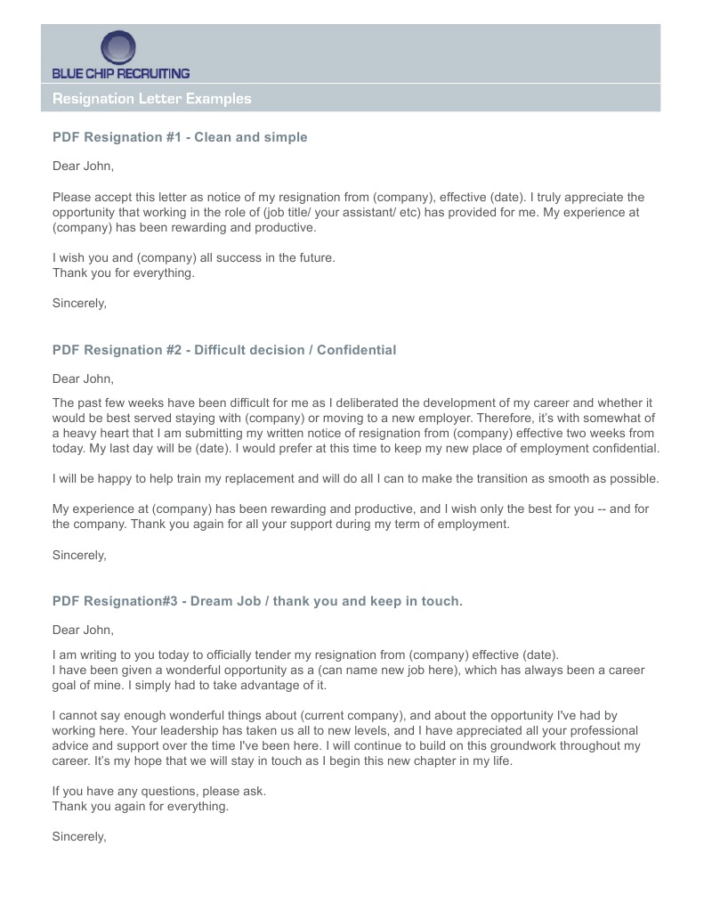 PDF Resignation #1 - Clean and Simple | PDF