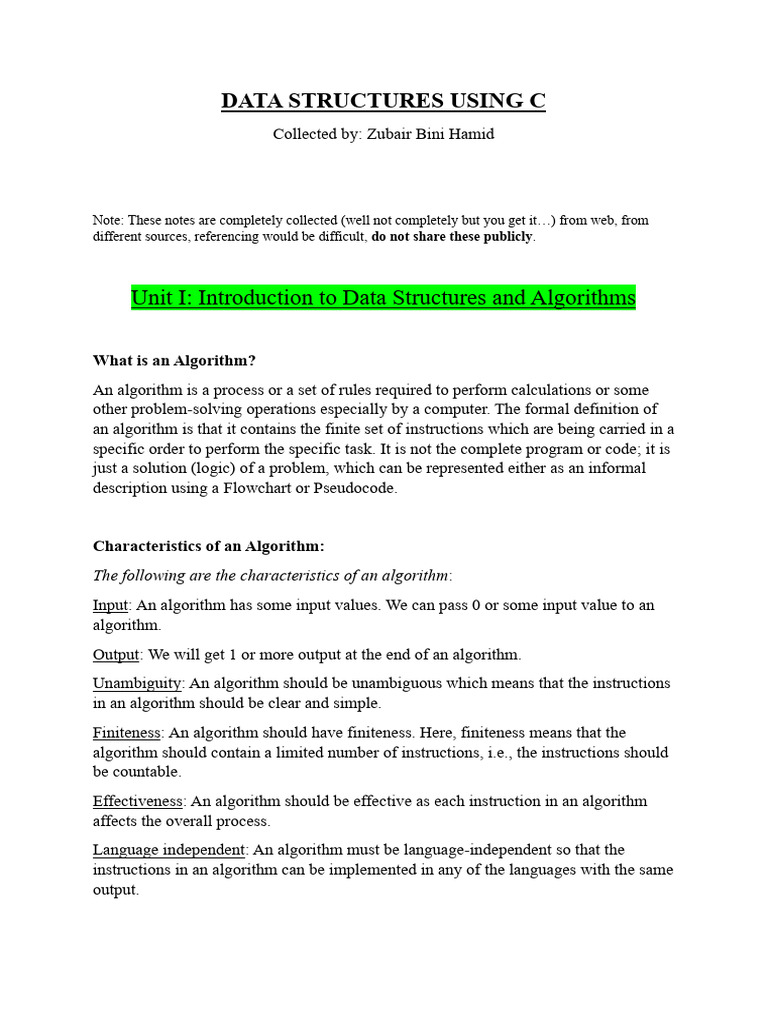 DATA STRUCTURES USING C (Unit I and II) | PDF | Queue (Abstract Data ...
