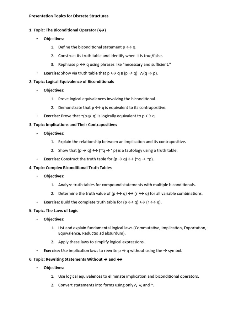 Presentation Topics For Discrete Structures-1 | PDF | If And Only If ...