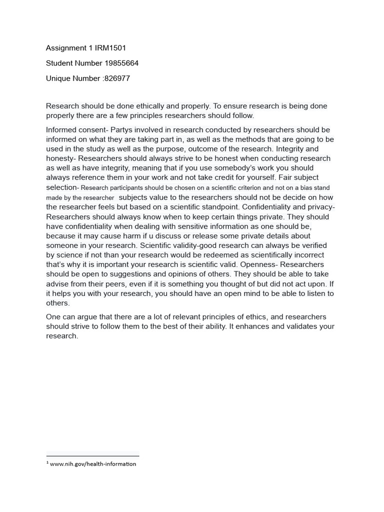 Assignment 1 IRM1501 | PDF