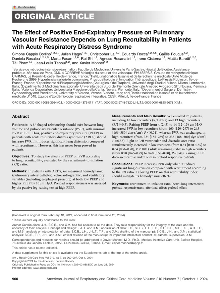 PEEP Lung Reclutability | PDF | Hemodynamics | Lung