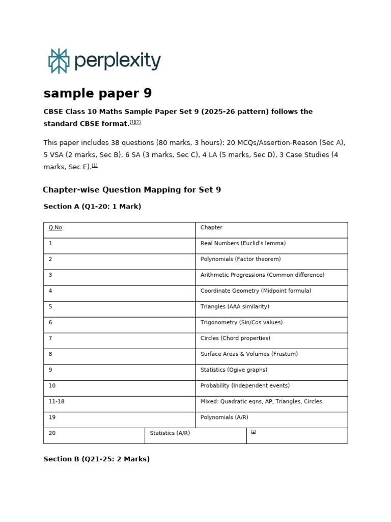 Sample Paper 9 | PDF
