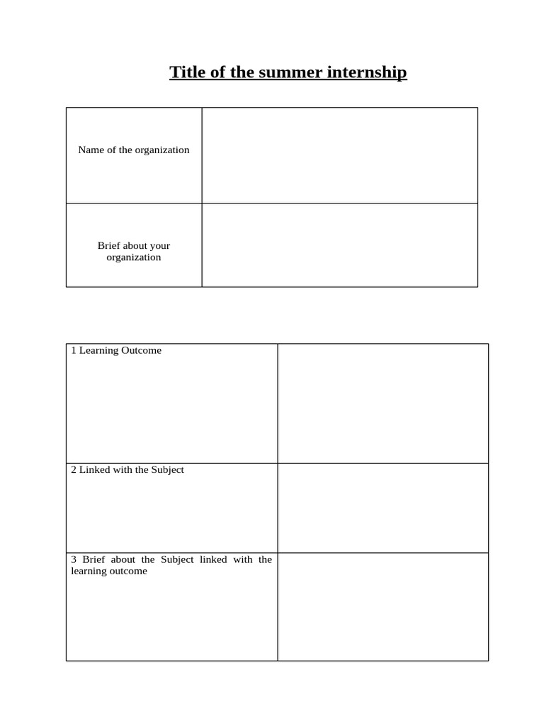 Summer Internship Format | PDF