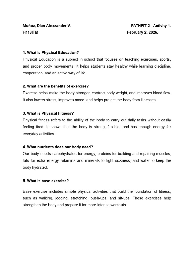 Pathfit 2 - Activity 1 - Munoz | PDF