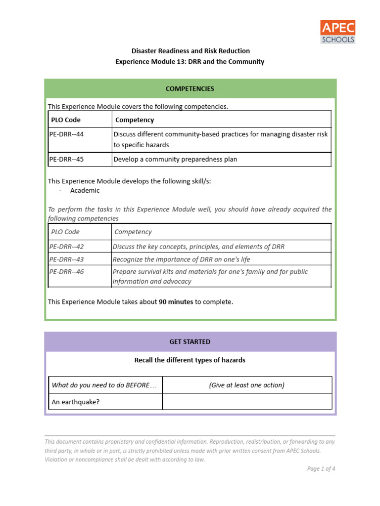 DRRR - EM13 - DRR and The Community | PDF | Emergency Management | Risk