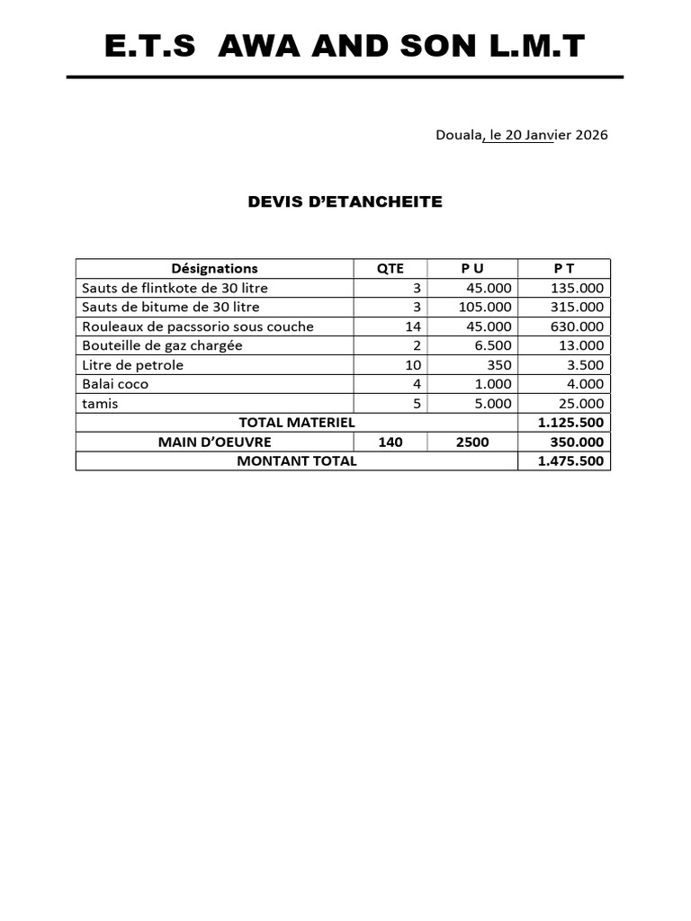 Devis 1 | PDF