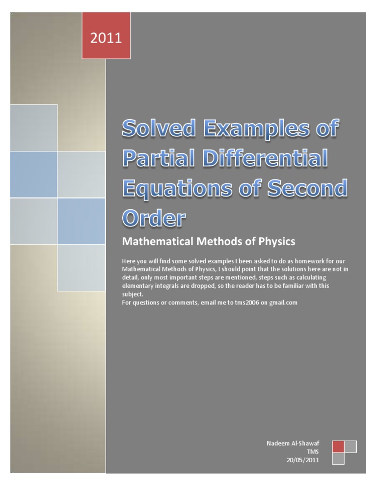 Solved Examples of Partial Differential Equations of Second Order | PDF ...