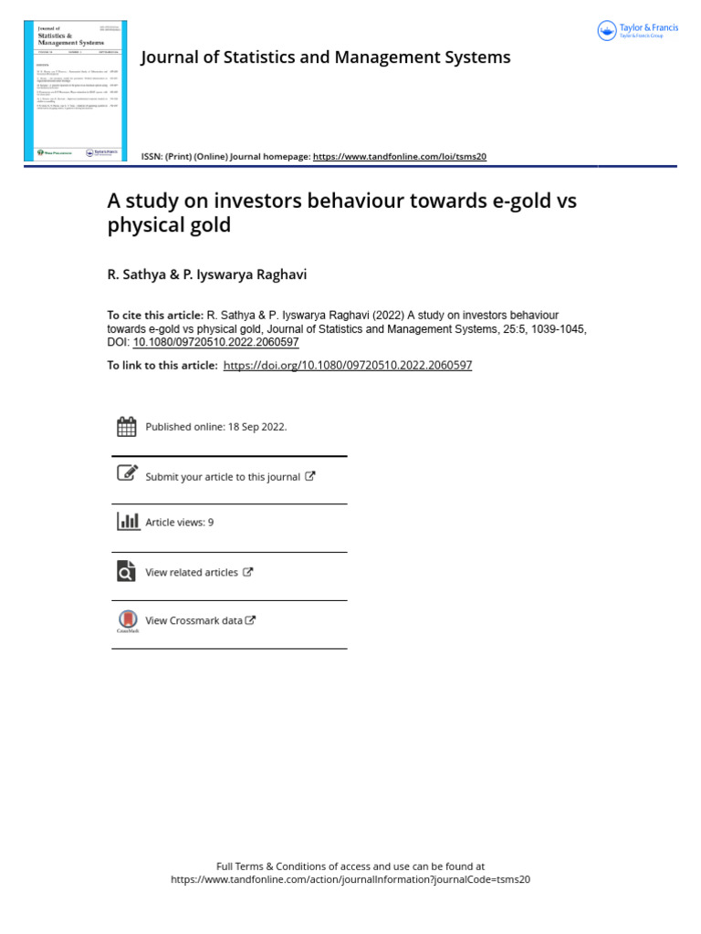 A Study On Investors Behaviour Towards E-Gold Vs Physical Gold | PDF ...