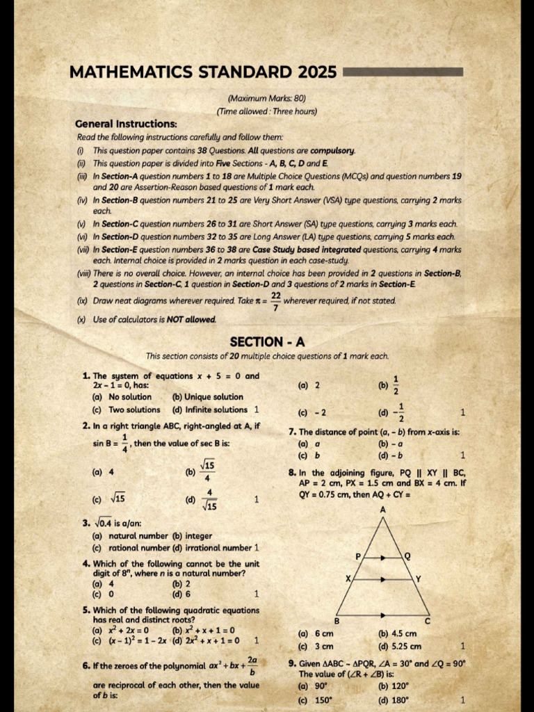 2025 Math Standard | PDF