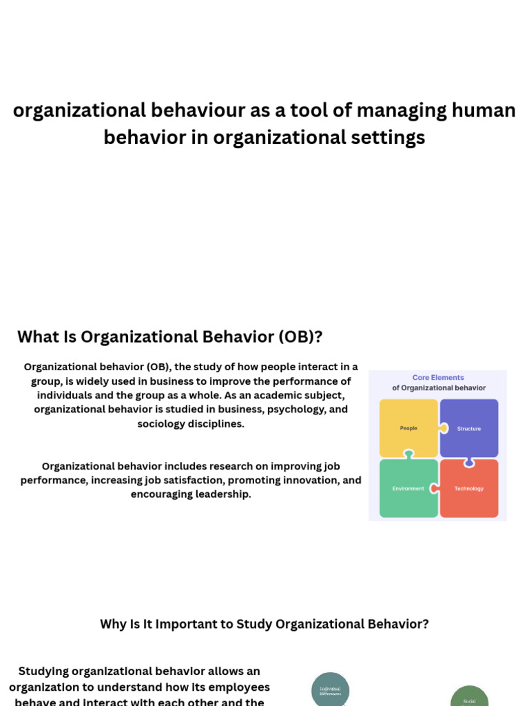 What Is Organizational Behavior (OB) Organizational Behavior (OB), The ...