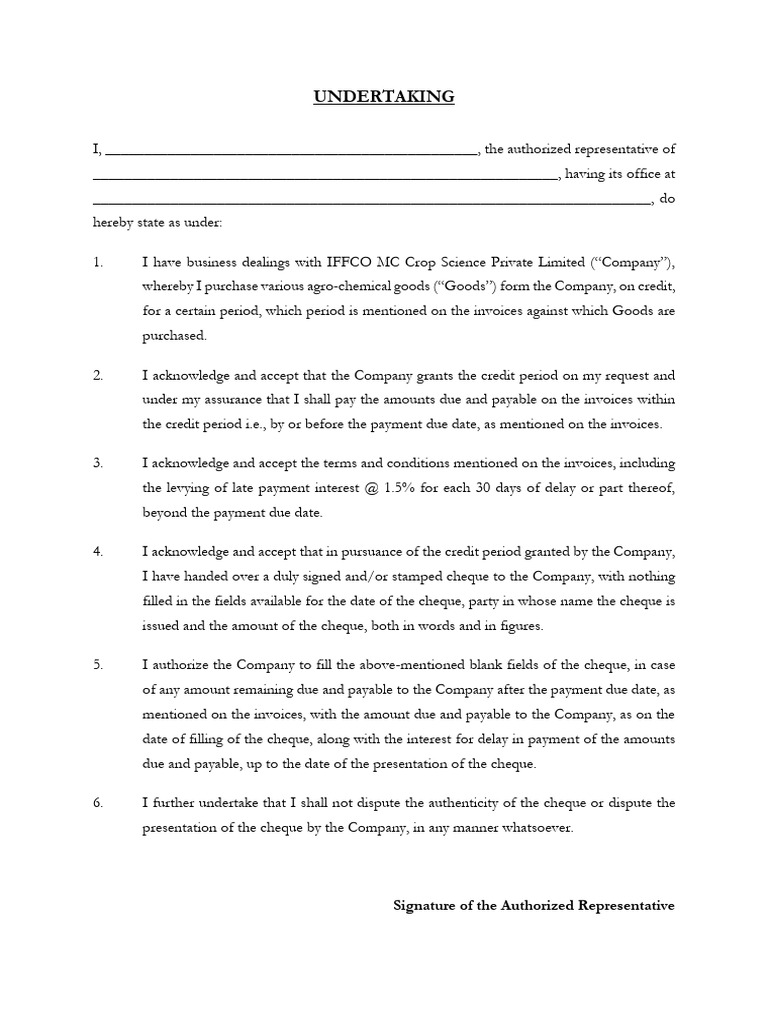 Undertaking Form | PDF
