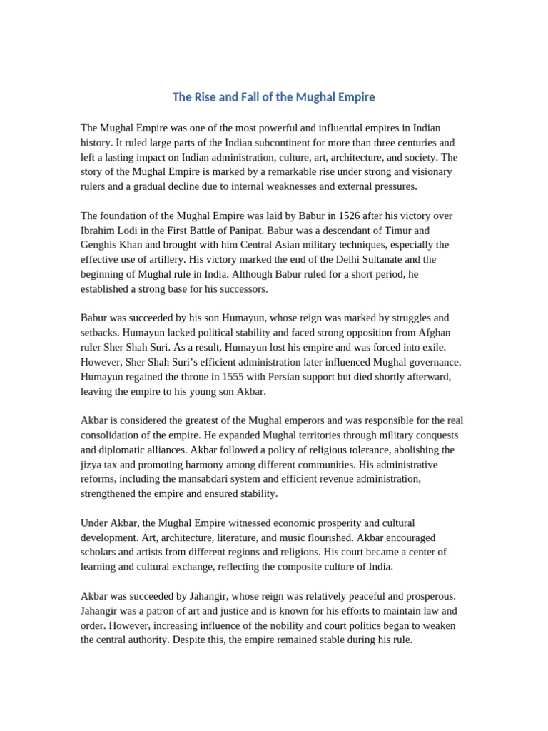 Rise and Fall of The Mughal Empire | PDF | Mughal Empire